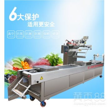 【全自動拉伸膜流水線鎖鮮真空封口機(jī)食品保鮮真空包裝機(jī)】-